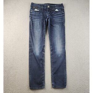 Women's Straight Leg Jeans 9 Super Skinny Dark‎ Wash Stretch Whiskered Decree